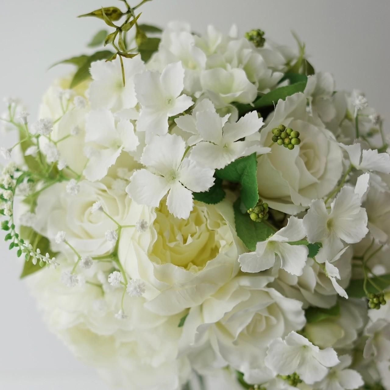 芍薬と紫陽花の上品キャスケードブーケ（ブートニア付） | 12枚目