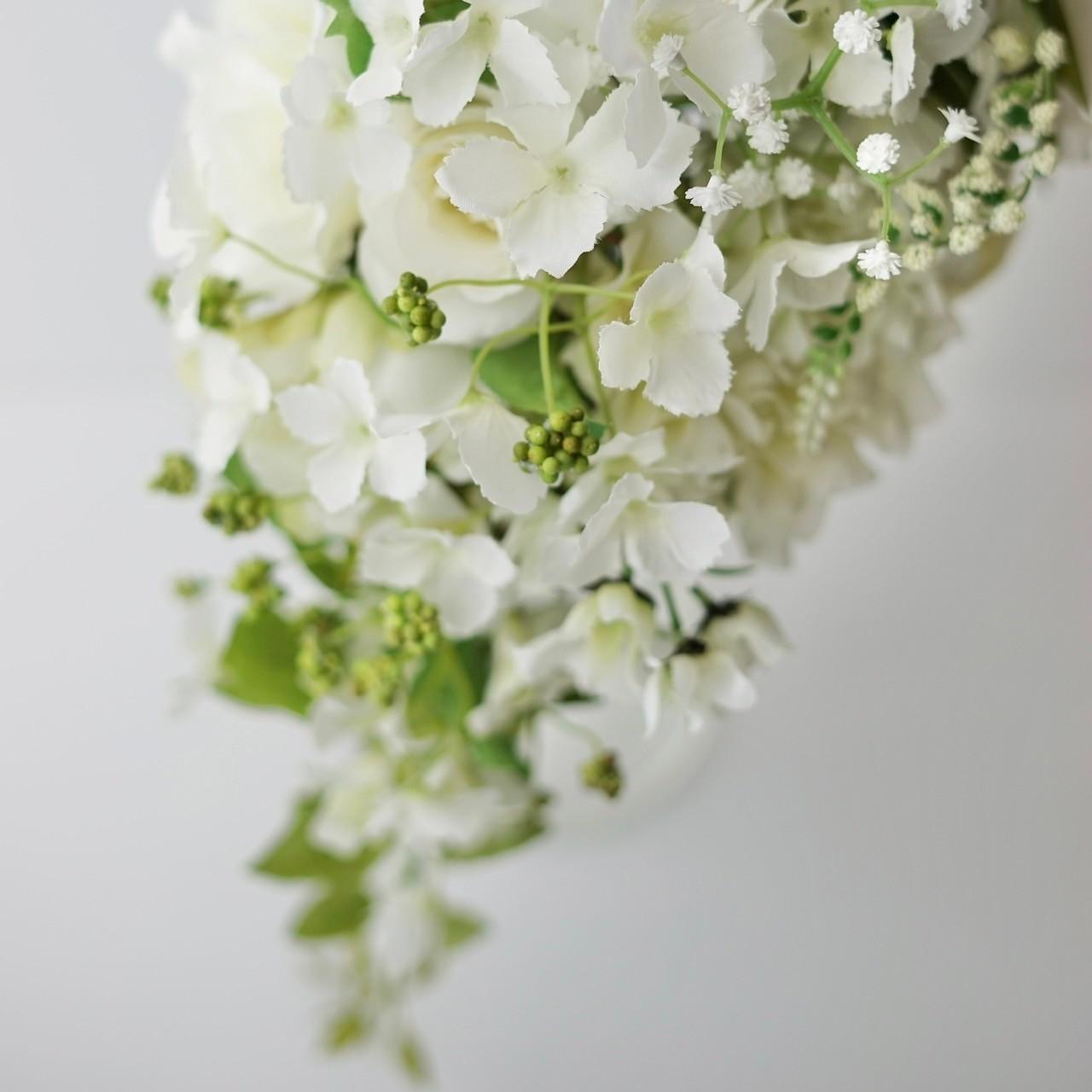 芍薬と紫陽花の上品キャスケードブーケ（ブートニア付） | 9枚目