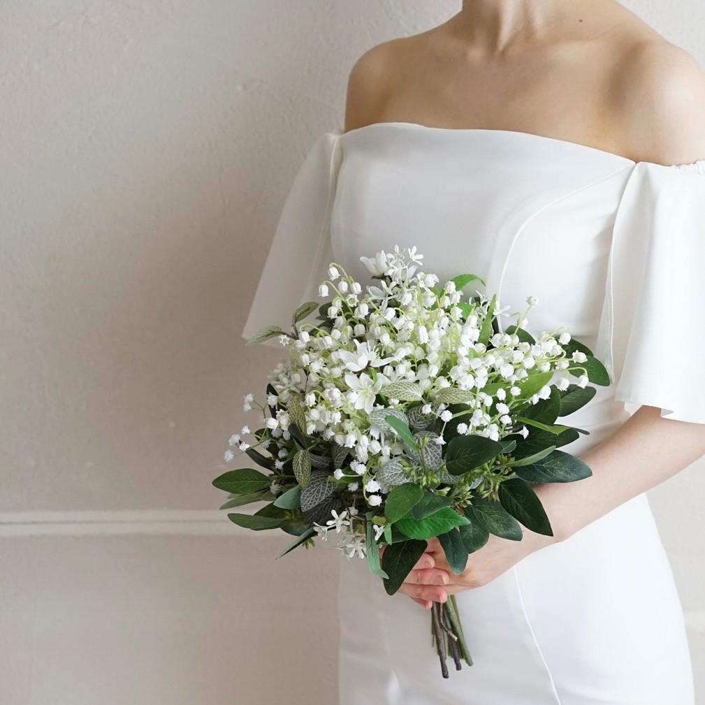 すずらんとかすみ草のナチュラルブーケ（ブートニア付） | 2枚目