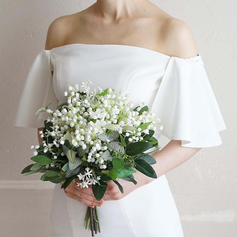 すずらんとかすみ草のナチュラルブーケ（ブートニア付）