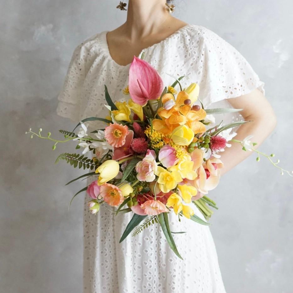 海に映える！トロピカルな上品リゾートブーケ（ブートニア付） | 2枚目