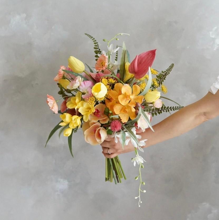 海に映える！トロピカルな上品リゾートブーケ（ブートニア付） | 6枚目