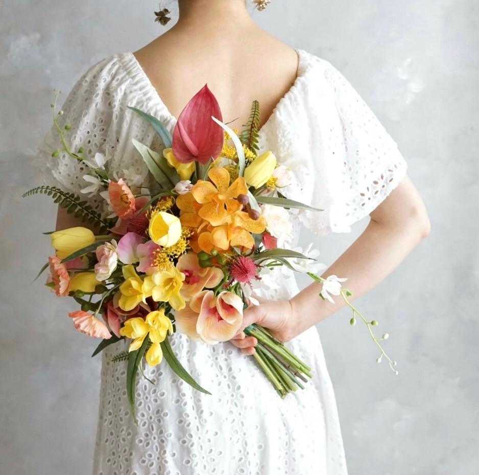 海に映える！トロピカルな上品リゾートブーケ（ブートニア付） | 3枚目