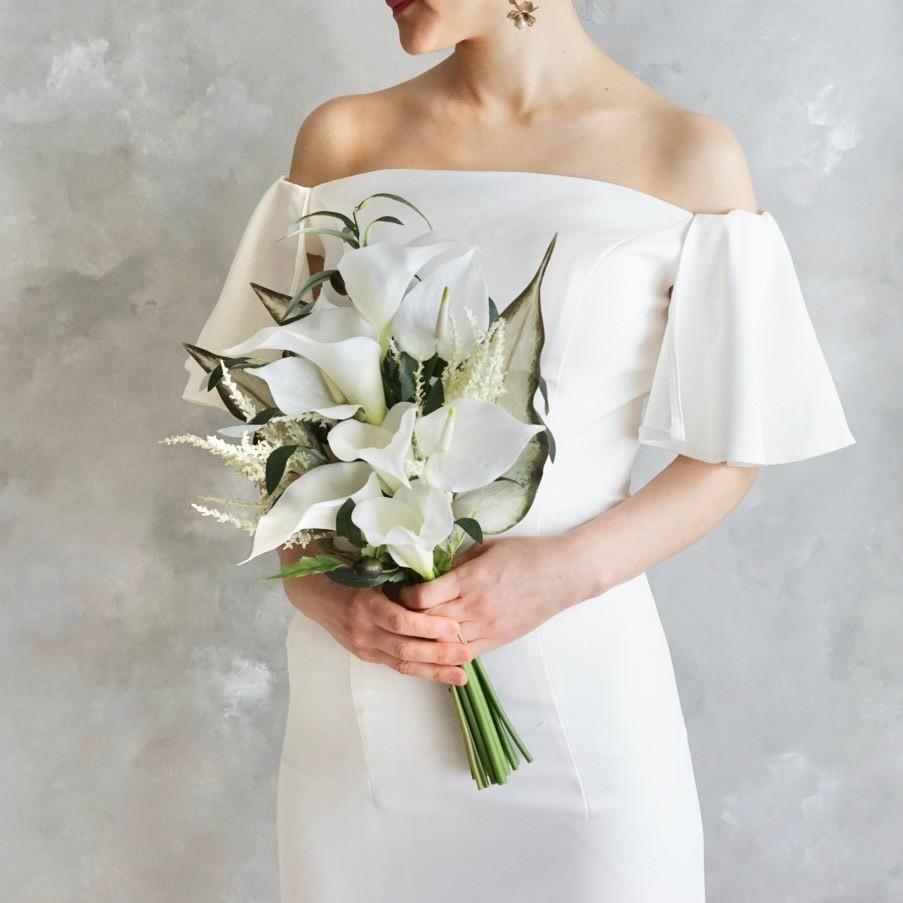 スタイリッシュなWhiteカラーブーケ（ブートニア付） | 4枚目